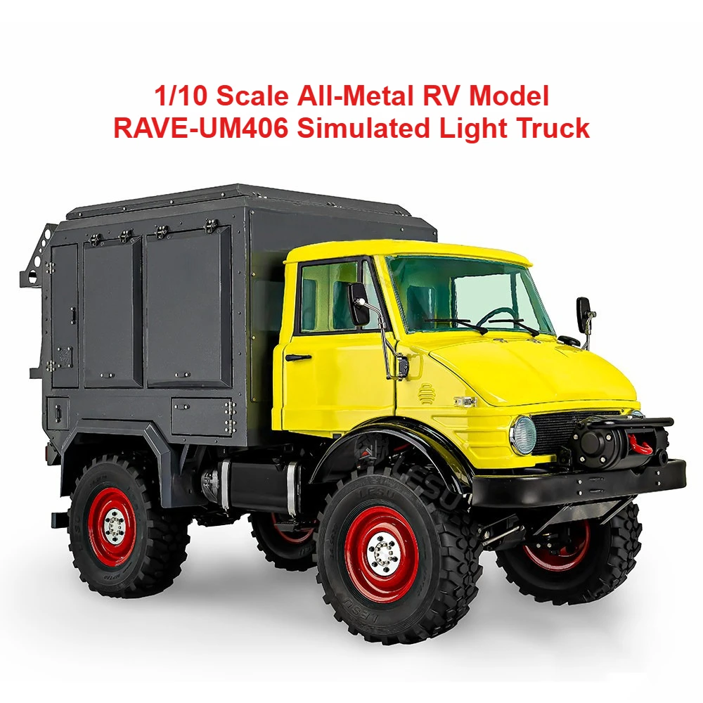 RAVE UM406 1/10 All Metal RC Camper Van Model LESU RA Z002 Simulation Light Truck with Openable Doors Remote Control Toy