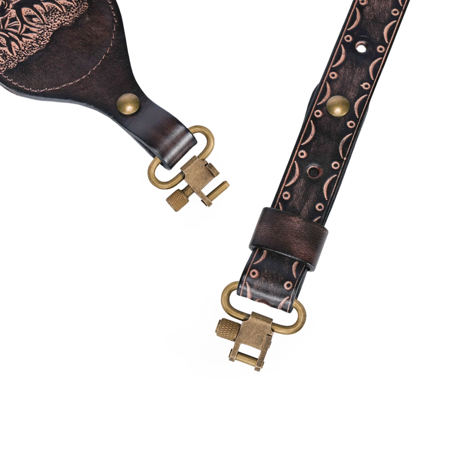 Tourbon Vintage Leder Gewehrriemen, Rutschfester Gewehr-Schultergurt, Verstellbare Länge 105cm, Fingerstütze, Jagdzubehör – Detail 15