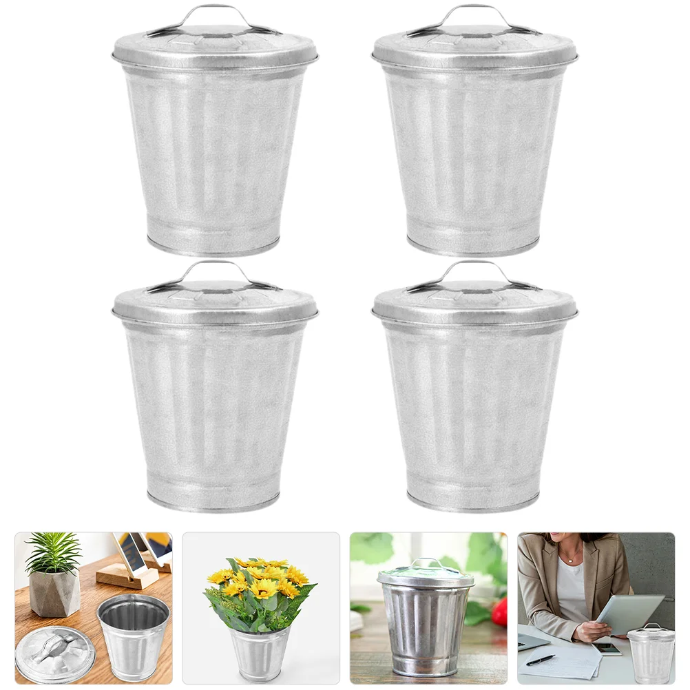 

4 Pcs Waste Bin Bedroom Desktop Trash Can Mini Garbage for Table Container Small Office