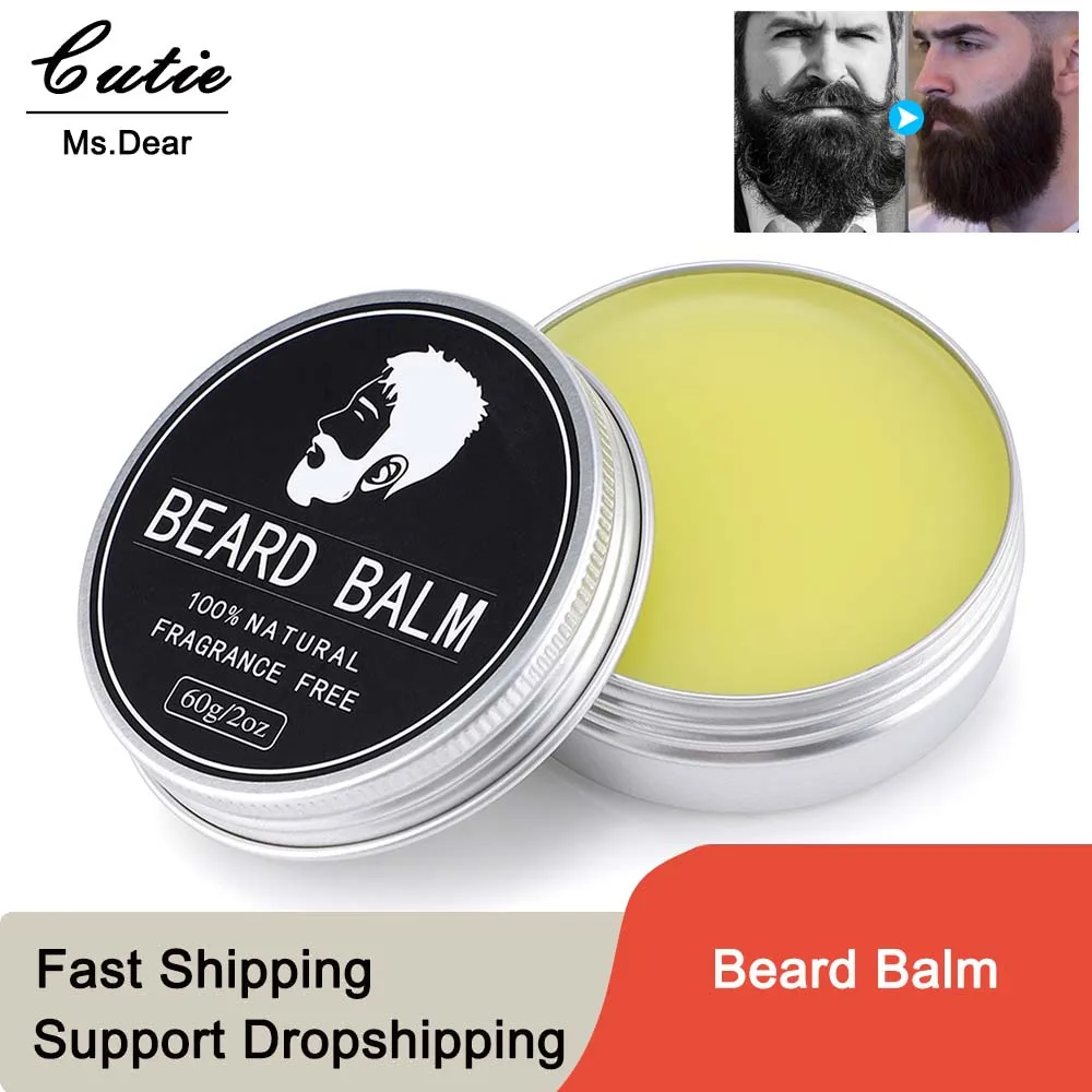 

60g Beard Balm For Men Facial Hair Beard Growth Wax Thicking Moisturizing Nourishing Professional Mustache Cream Beard Care