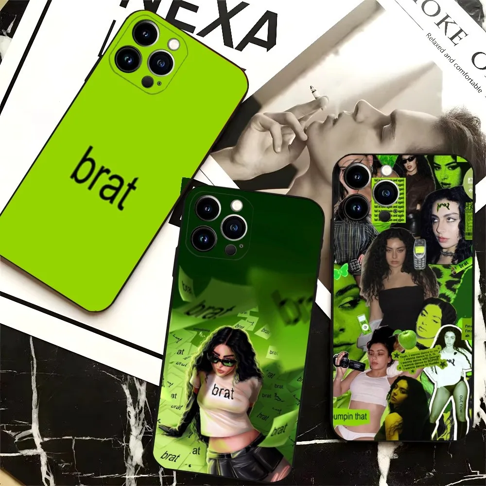 

Charli XCX Brat Phone Case For iPhone 16,15,14,13,12,Pro,Max,11,7,8,Plus,XR,XS Max Shockproof Silicone Soft Shell