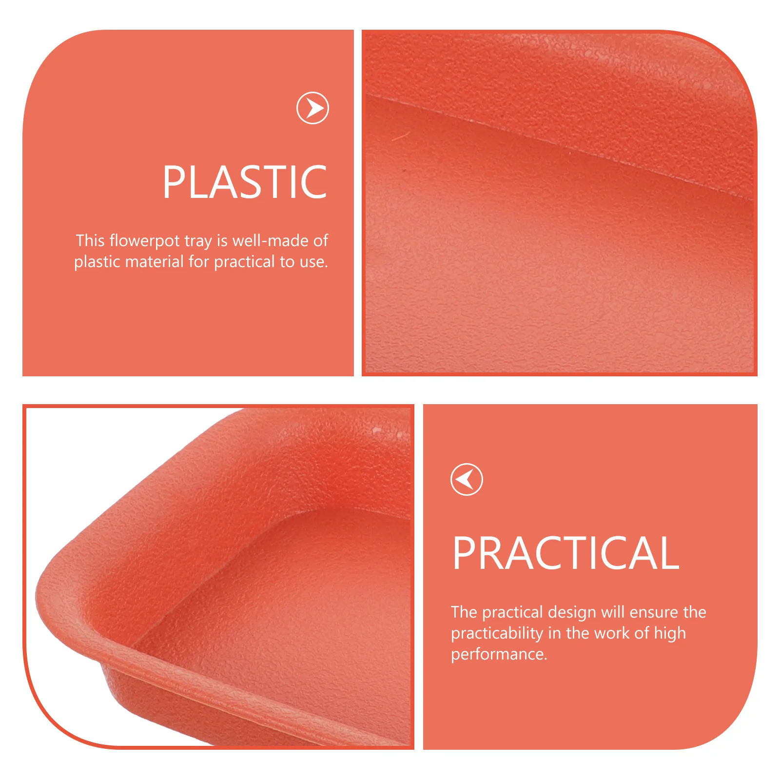 

4Pcs Strong Plant Saucers Rectangular Trays for Pots Keep Floors Clean Indoor Outdoor Use Plant Saucers Planter Tray