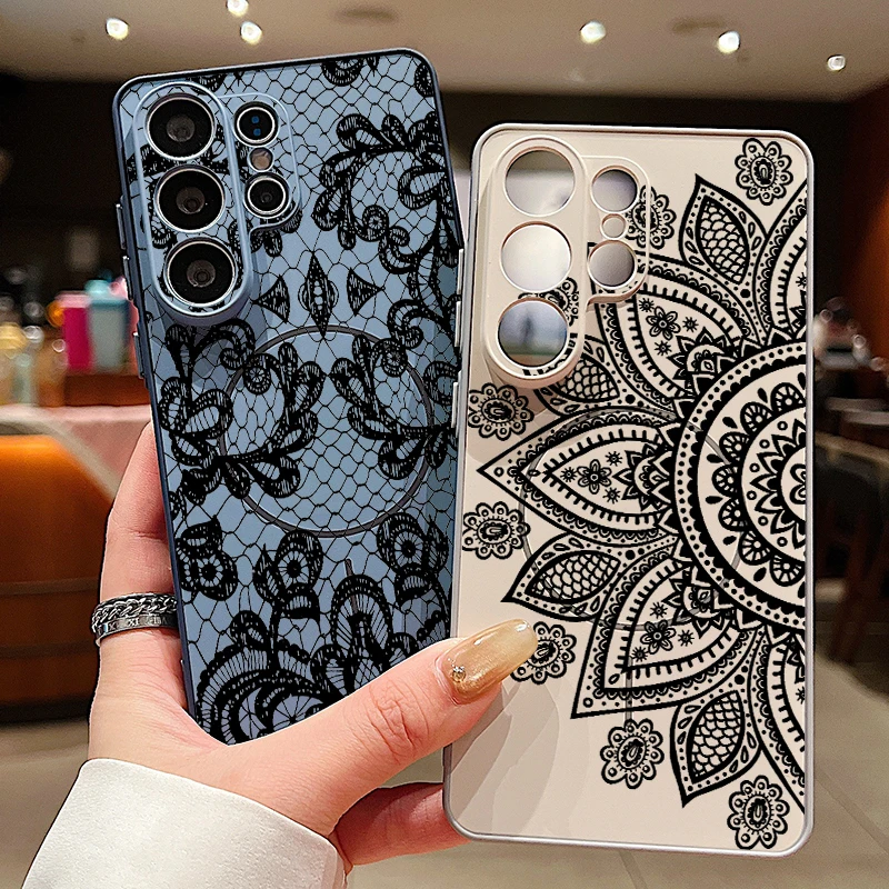 Vintage Totem Flower Magnetic Phone Case For Samsung Galaxy S26 S25 S24 Ultra S25 S23 FE A57 A56 A37 A17 A55 A26 A36 A35 Cover