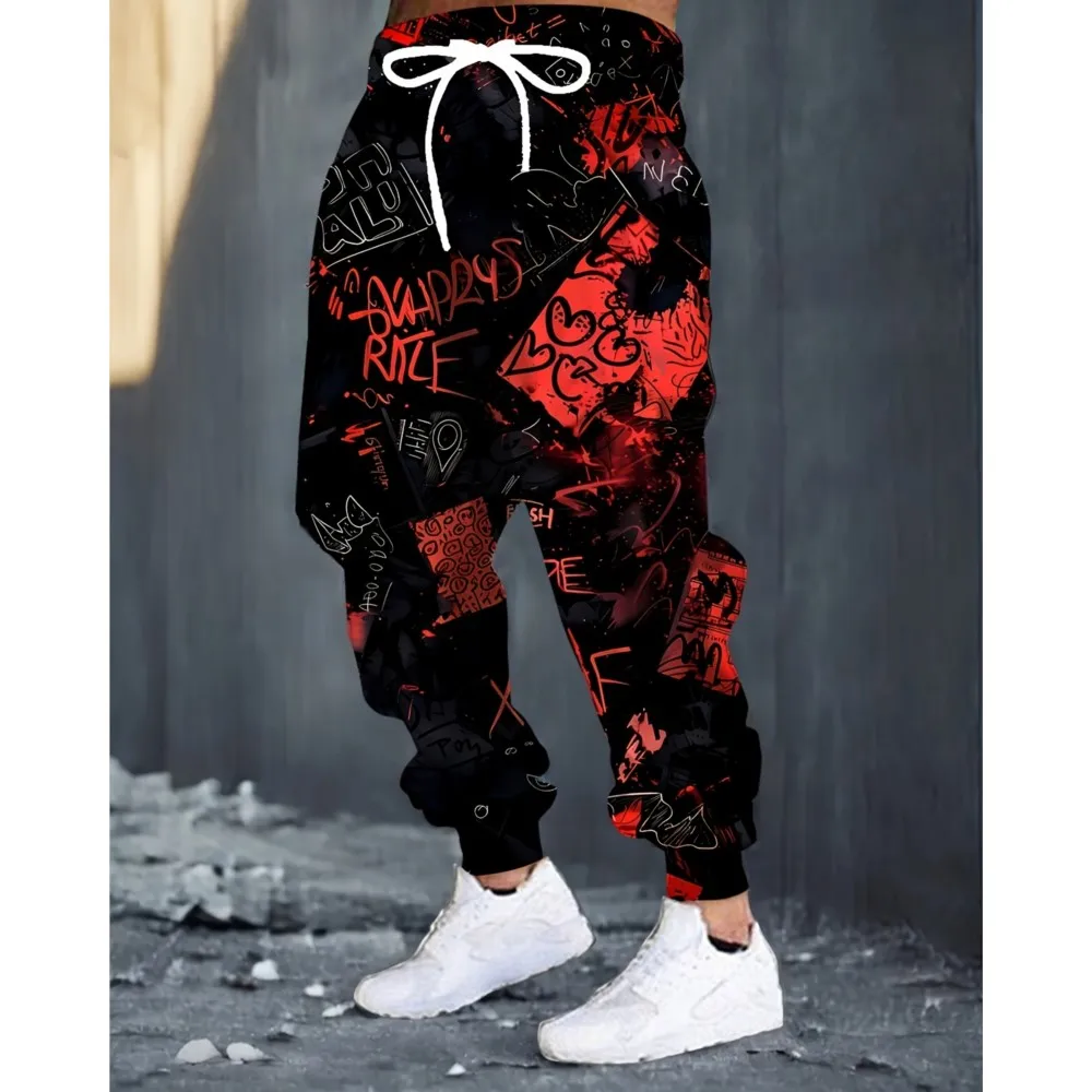 الرجال 2026 Casaul Sweatpants الكتابة على الجدران المطبوعة ركض سليم صالح السراويل عارضة صالة السراويل مع جيوب الخريف الشتاء الشارع الشهير #1