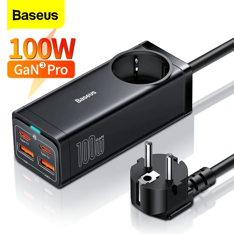 Baseus 100W 65W GaN USB Charger Desktop Power Strip Type C PD QC Quick Charge 4.0 3.0 Fast Charging For iPhone 14 13 MacBook Pro