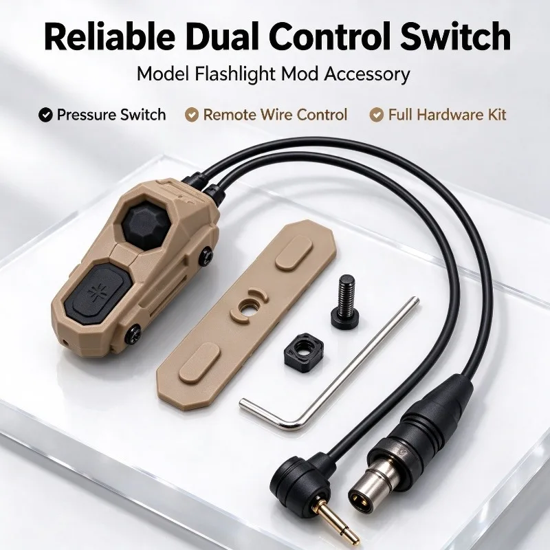 2.5mm 3.5mm Dual Port Remote Cord Switch, Dual Mode Rat Tail Trigger For Hobby Flashlight Scene Build Modification Parts