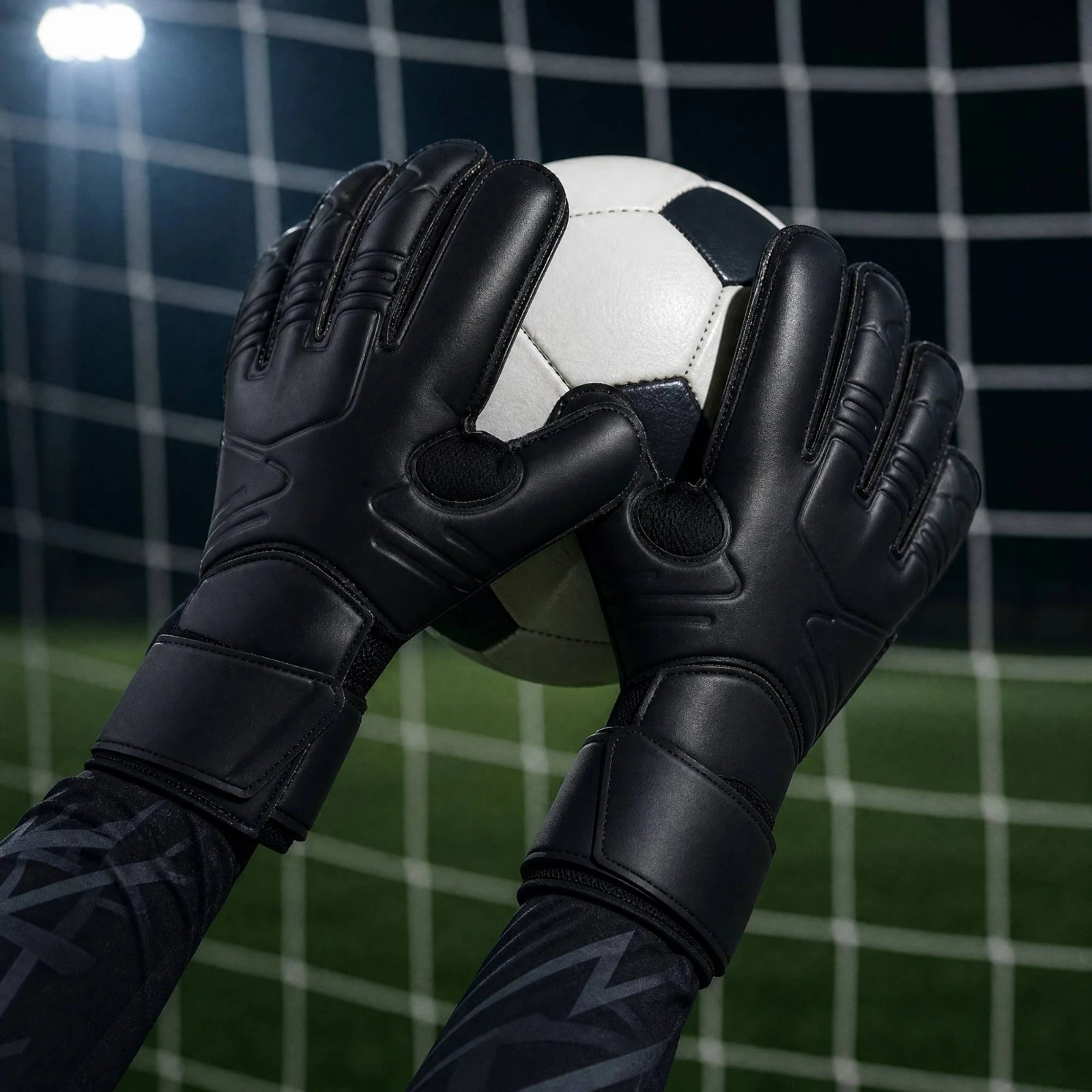 Padded Goalie Gloves with Hook-and-Loop Wrist Cuffs Strong Grip Goalkeeper Gloves with Finger Protection High Performance