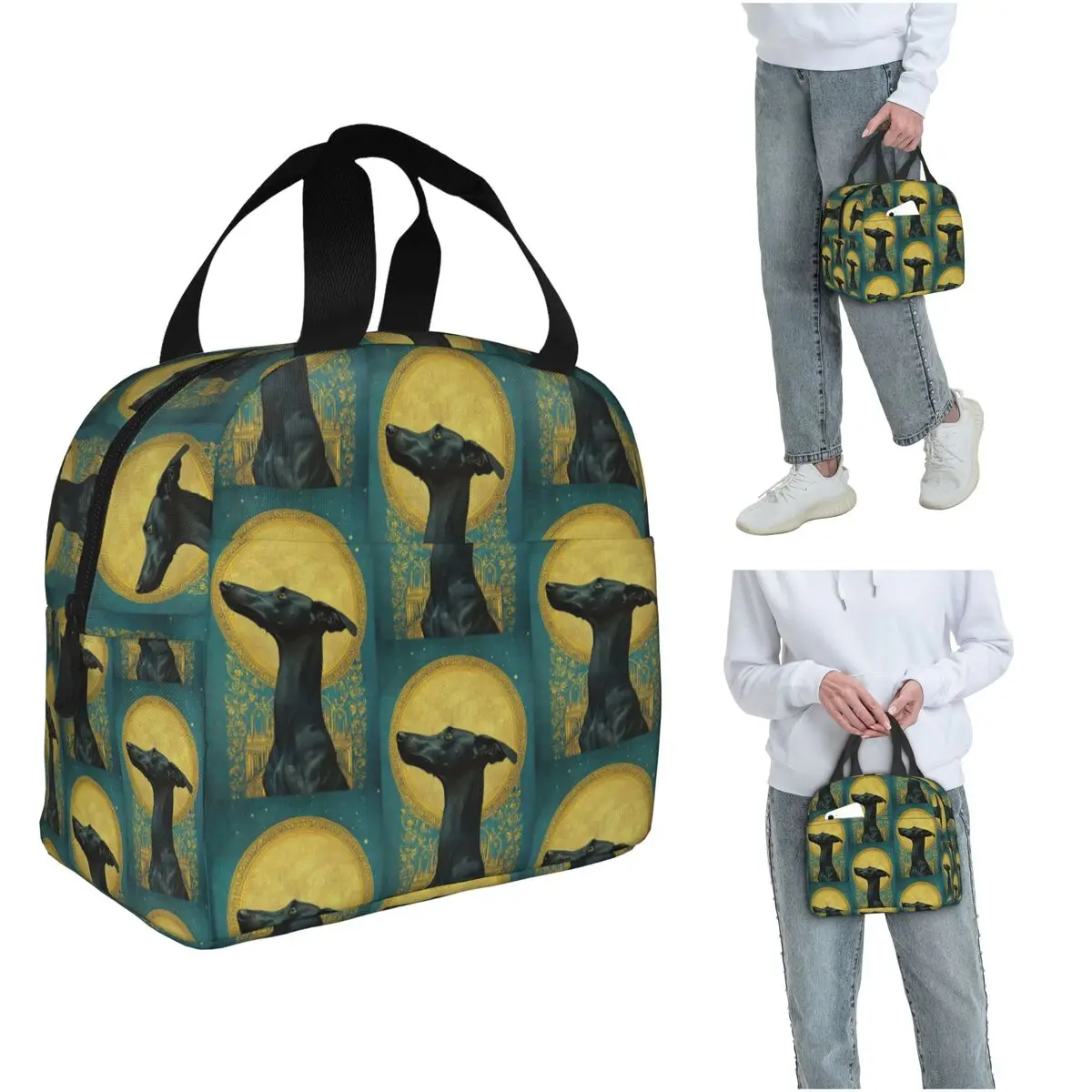 

Cute Greyhound Dog Insulated Lunch Bag for Kids School Cooler Thermal Food Box Tote Leakproof Lunch Boxes Container