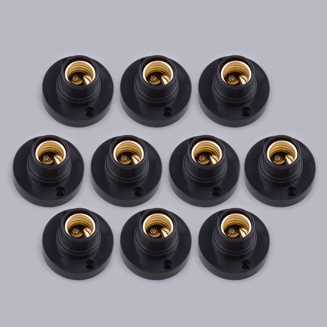 NEW 10Pcs E14 Light Bulb Screw Lamp Surface Mount Fixing Base Holder Socket Black