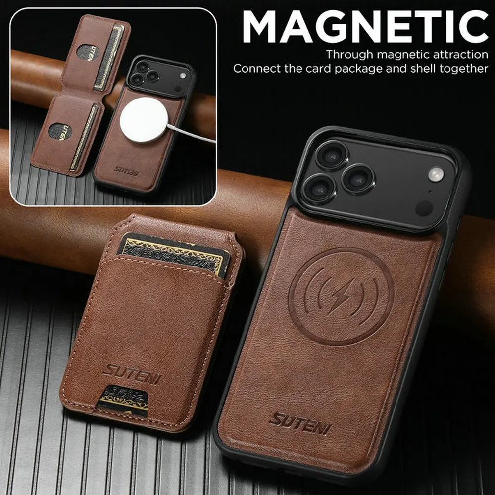 

For iPhone 17 Pro Max 5G Magsafe 2In1 Detachable Leather Wallet Case For iPhone Air 16 15 14 13 12 Pro Max Magnet Back Cover