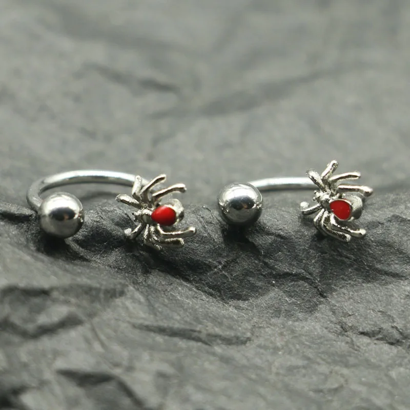 316L Spider Lip Ring Horseshoe Ring Titanium Steel Piercing Ear Stud Barbell Spiral Lip Studs Belly Button Sexy Body Jewellery