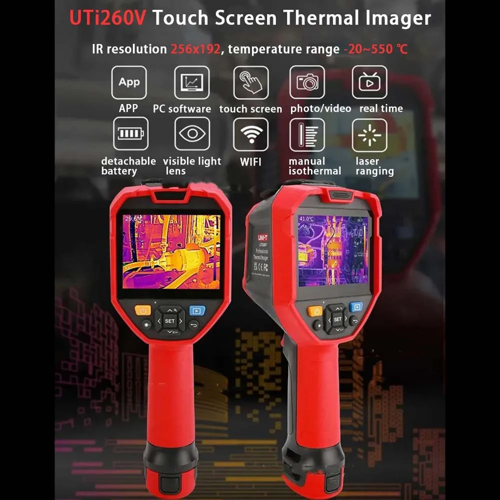 UNI-T UTi260V Thermal Camera Touch Screen Infrared Thermal Imager with Laser Mobile Phone Remote Control Video Record Function