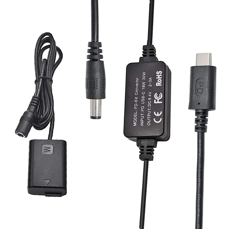 

USB-C PD AC Power Adapter + AC-PW20 DC Coupler for Sony Alpha A6500 A6400 A6300 A7 A7II A7RII A7SII A7S2 A7R A7R2 RX10 Camera