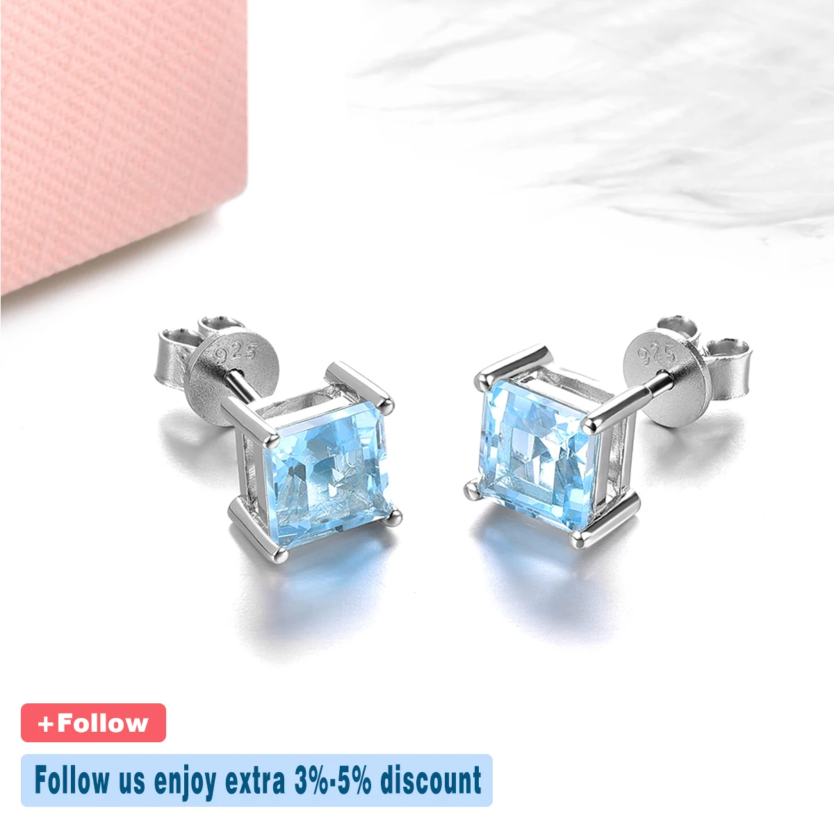 Natural Sky Blue Topaz Sterling Silver Stud Earring 2.8 Carats Genuine Topaz Daily Fine Jewelry Style S925 Gifts for Women