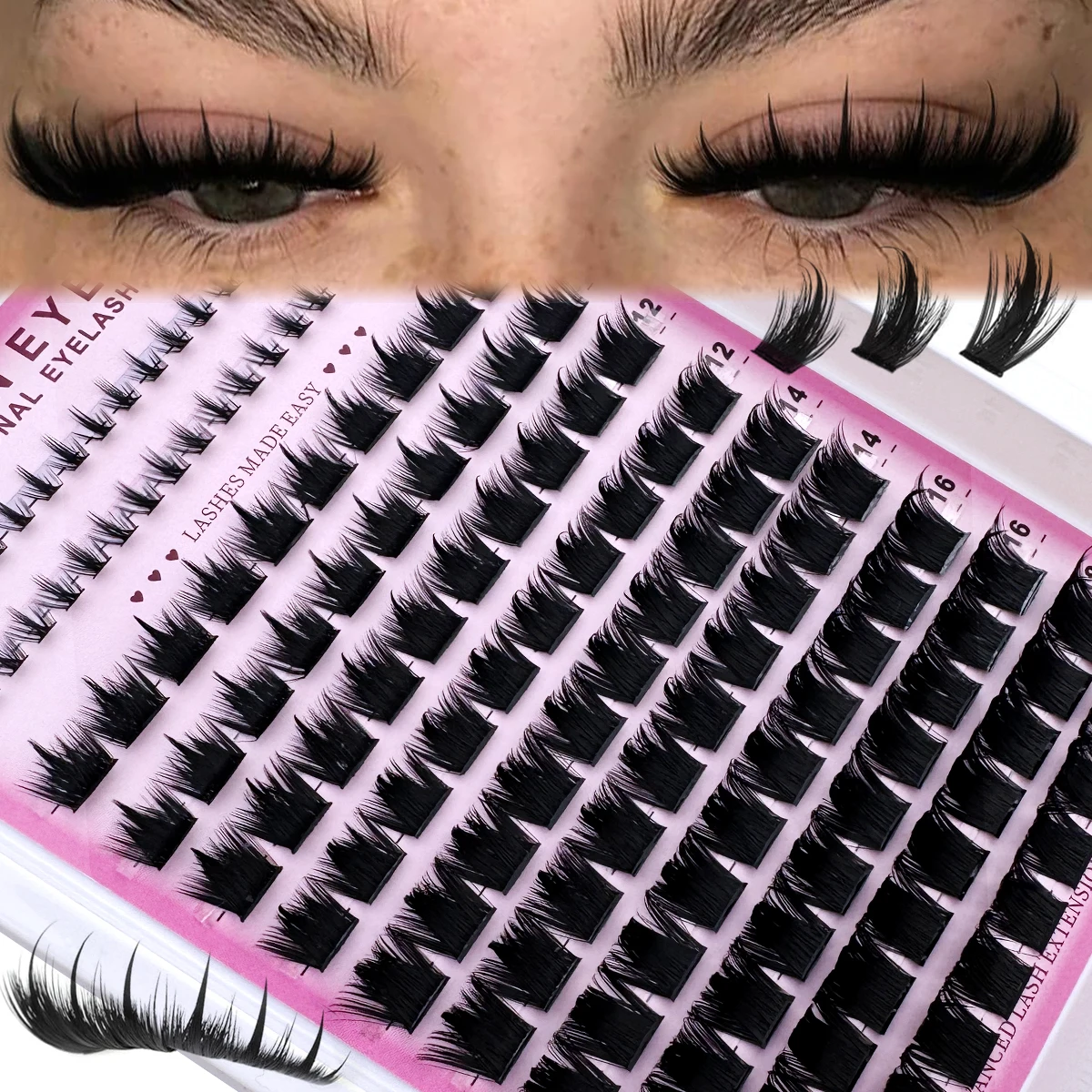 Anime Cosplay Lashes - Spikes+300D+Bottom Eyelashes Wimpernbüschel Lang 6-18mm Wimpernbüschel