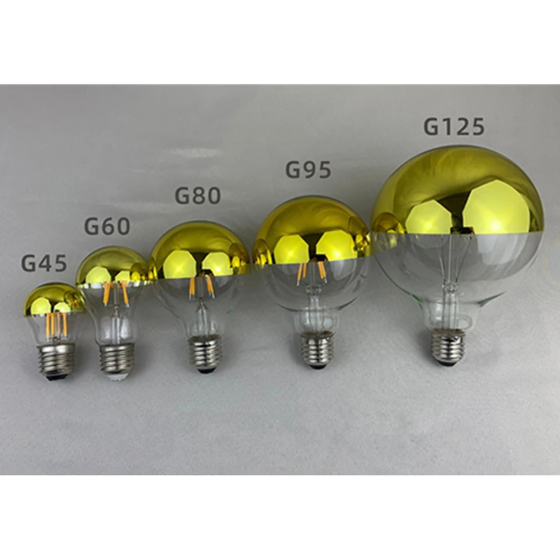 Bombillas de filamento LED Edison 4W E27 E14 Bombilla sumergida en plata Bombillas semiplegadas en oro