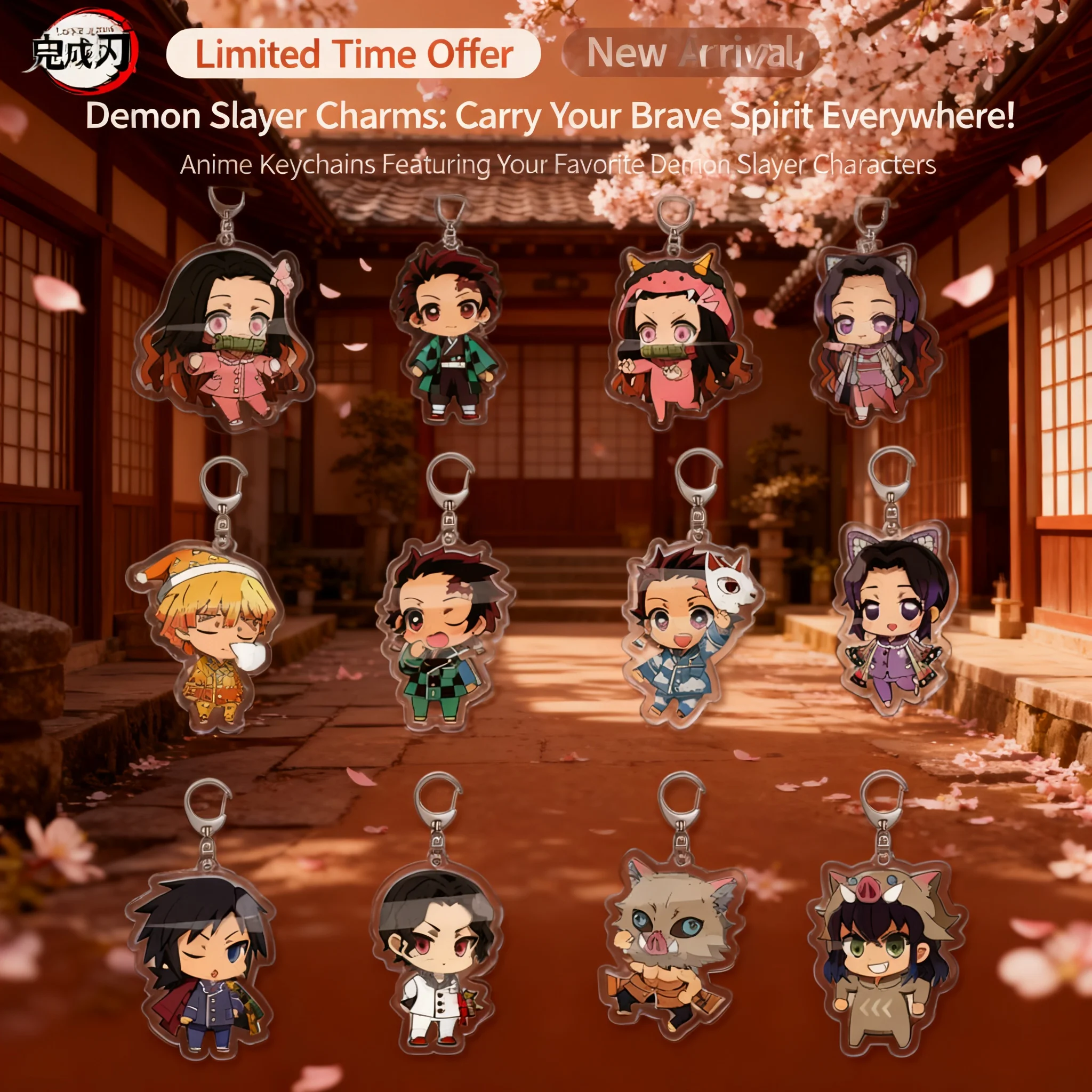 

Акриловый брелок-подвеска Demon Slayer: Аниме-аксессуар с Танджиро, Незуко, Зеницу, Иноске