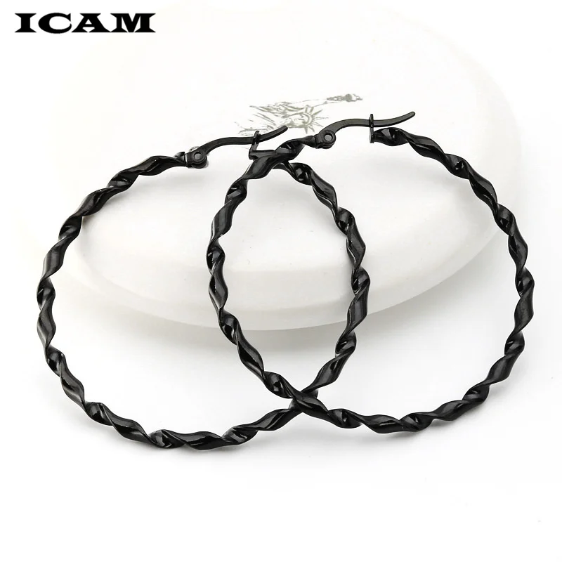 ICAM New Sliver Gold Rose Gold Color Big Hoop Earrings Hoops Bohemian Earrings Circle Hoop Earrings For Women Party Jewelry