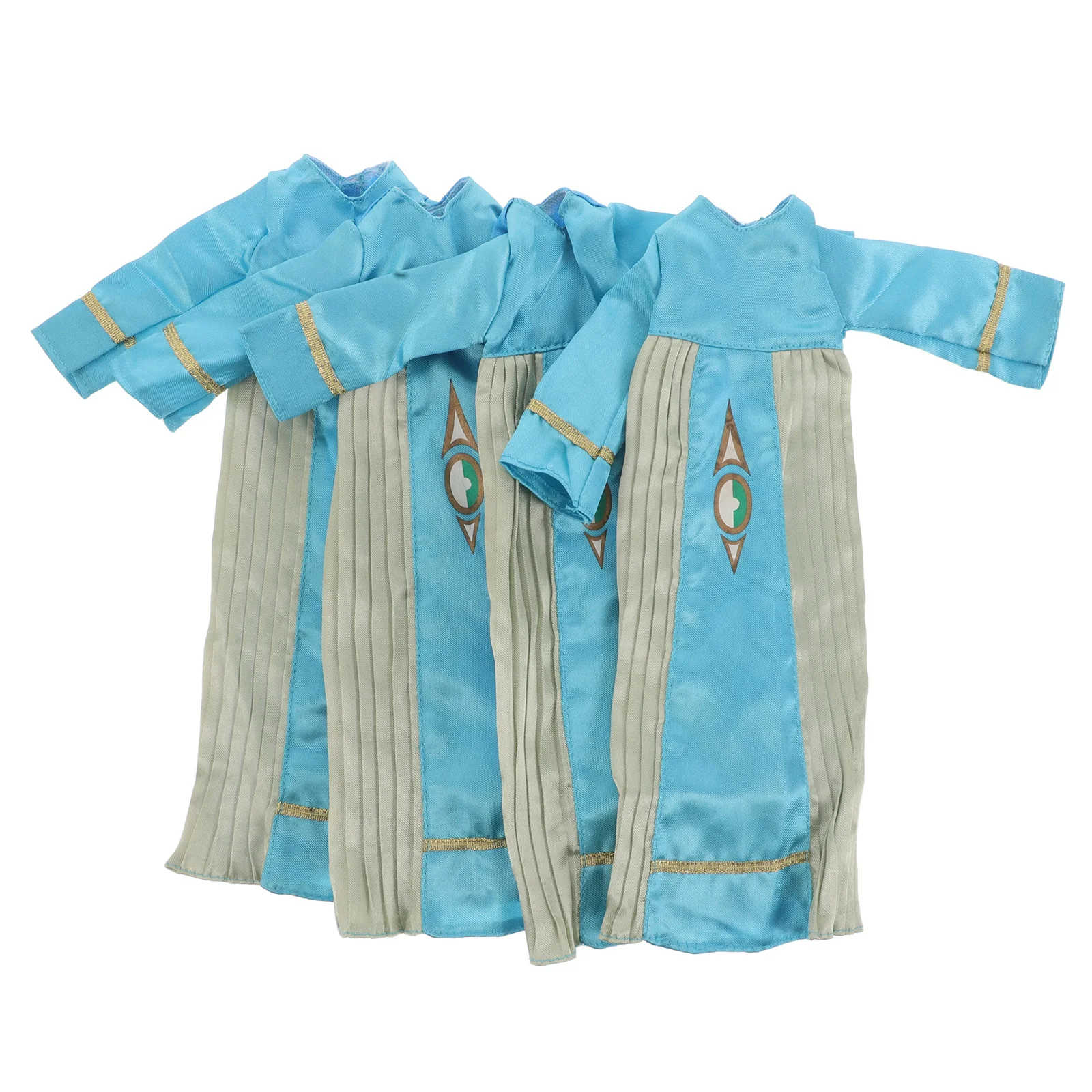 4 pezzi di vestiti: set Abaya islamico azzurro cielo da 11 pollici, abito musulmano a maniche lunghe per ragazze, guardaroba, esposizione di indumenti per feste Eid