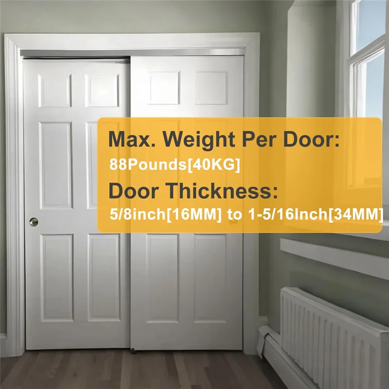 AS60-Sliding Closet Door Roller Kit-Top-Hung Door Replacement Hardware Including 1-Inch Convex Ball Bearing Wheels