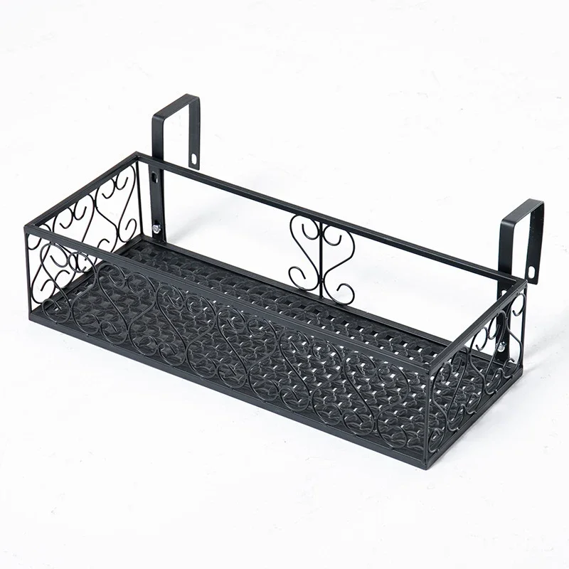 Balcony Flower Stand Wrought Iron Railing Multi-layer Hanging Flowers Pot Rack Wall Green Radish Succulent Plant Shelves