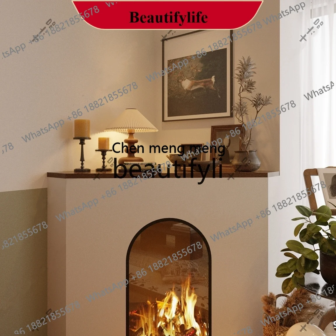 Z183 Nordic Modern Solid Wood Fireplace Mantel Custom Corner Fireplace Cabinet Triangle Fireplace Mantel Decorative Storage Rack