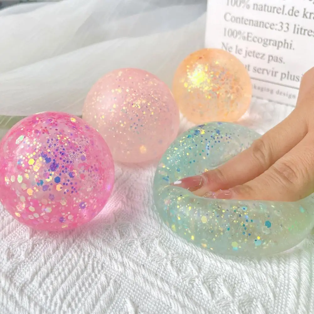 Anti-stress Ball Soft TPR Slow Rebound Sequins Maltose Ball Pinch Toy Stress Relief Elastic Squeezing Colored Ball Decompression