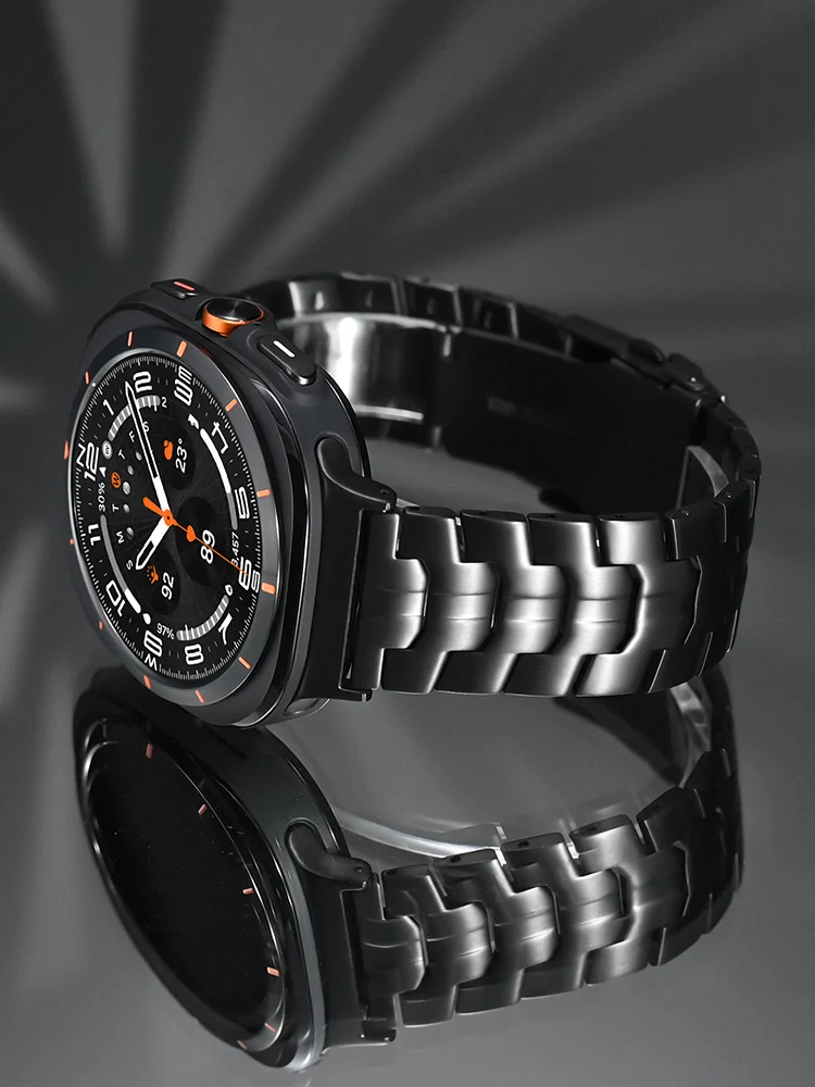Pulseira de aço inoxidável para samsung galaxy watch ultra 47mm banda para samsung galaxy watch ultra 47mm masculino luxo sem lacunas pulseira
