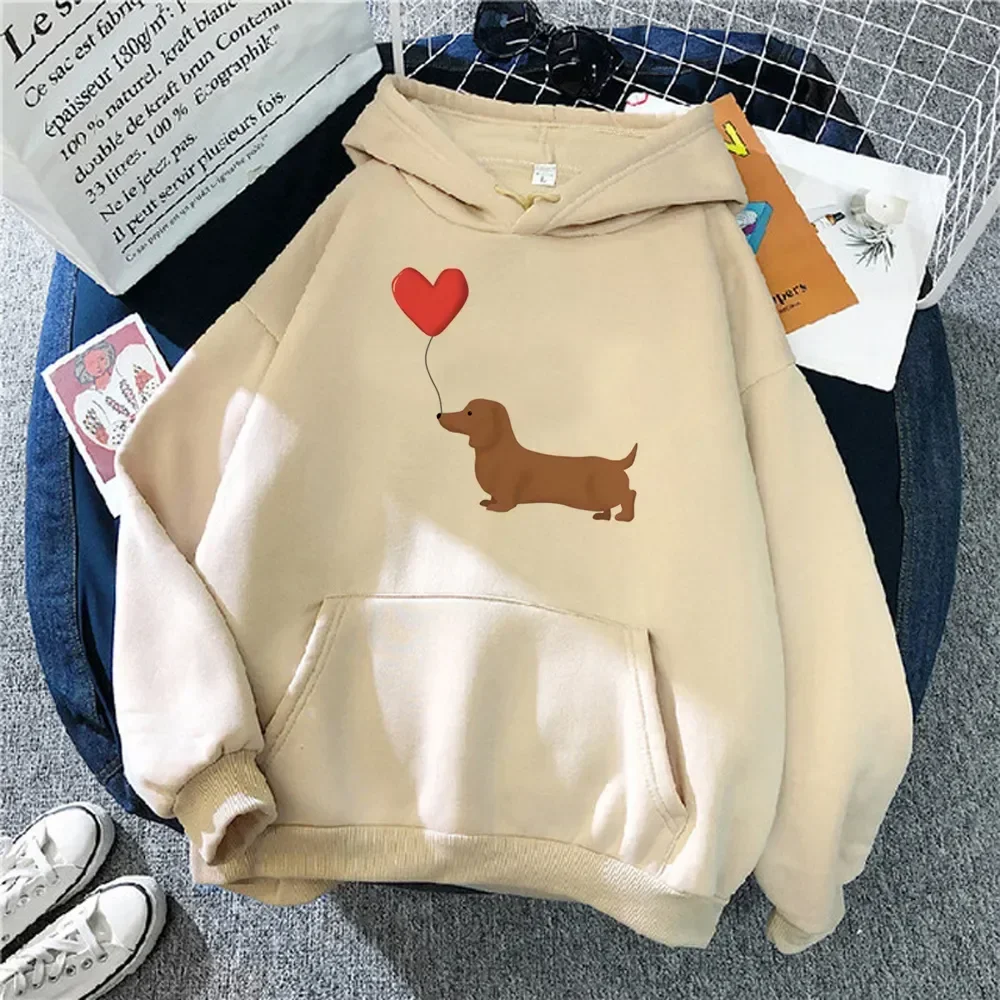 Women's Dachshund Hoodie Funny Anime Korean Style  Hoodie Women's Gothic Sweatshirt Cute Puppy Pattern Print Graphic Y2K Top