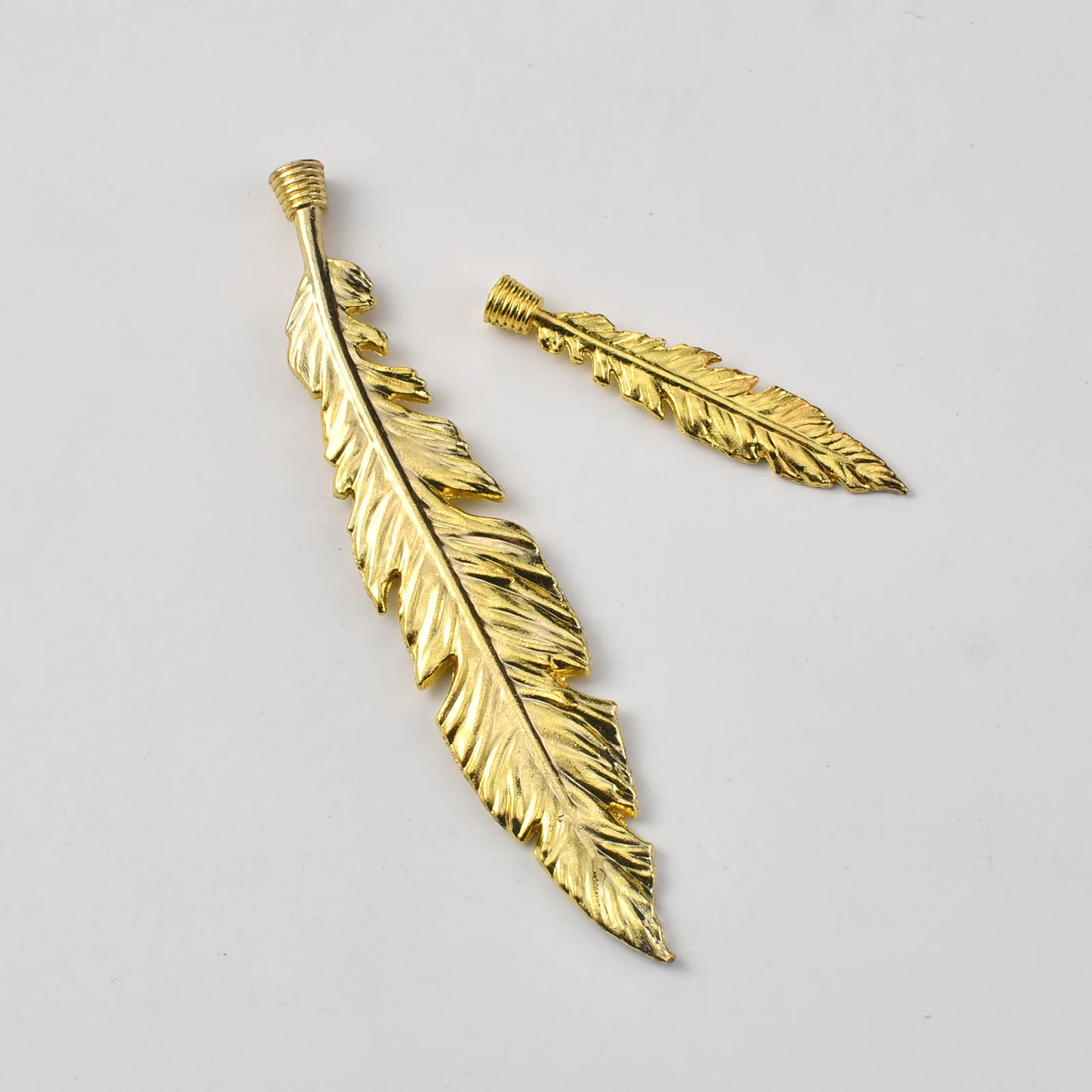 Leaf creative European feather marble metal decoration model room study home decoration zinc alloy gold handle