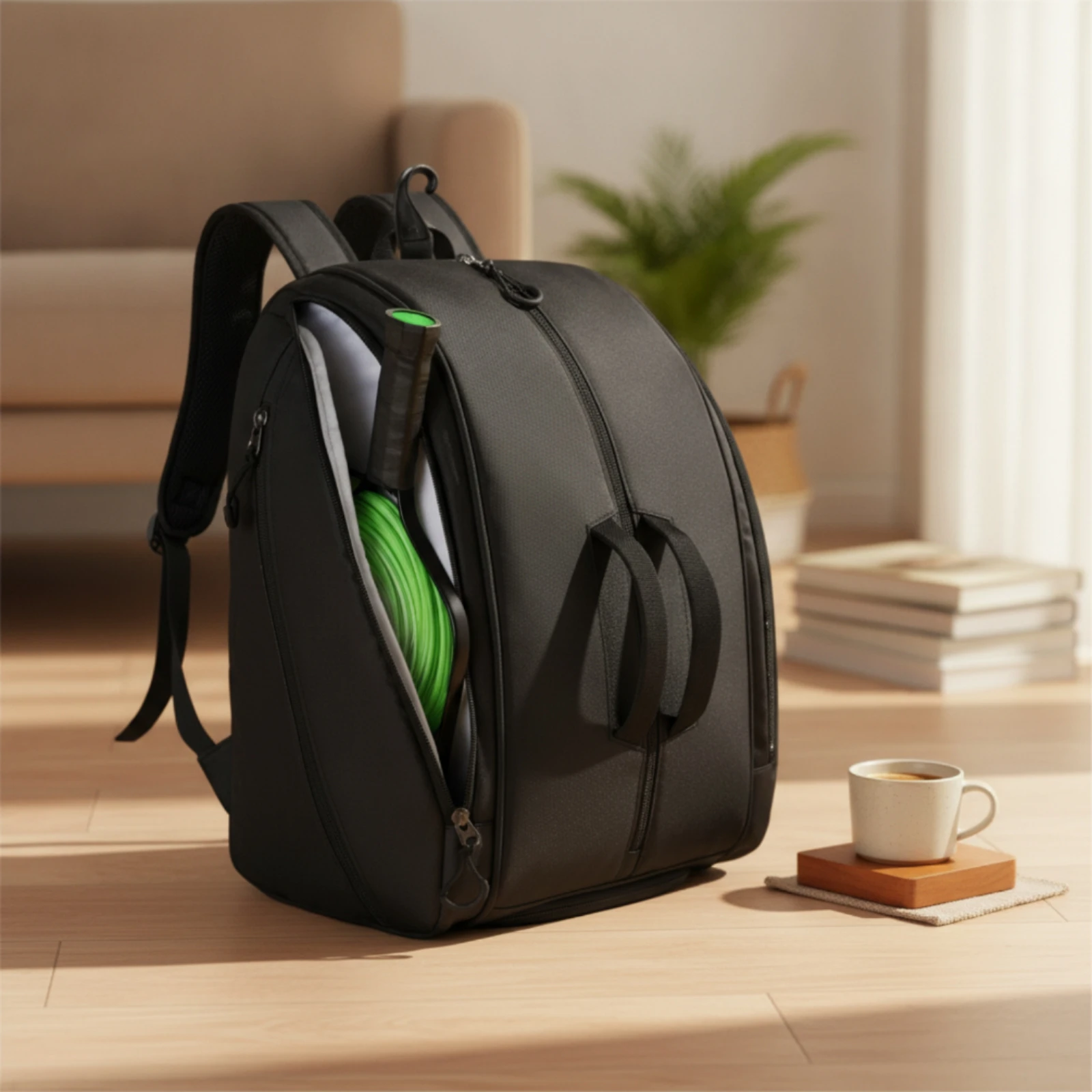 Racket Backpack Large Capacity Tennis Backpack Sports Bag Waterproof Breathable for Badminton Players, Commuting