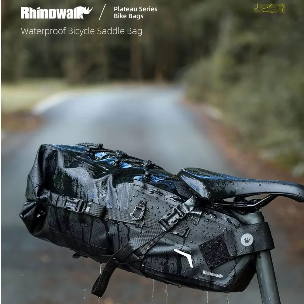 Rhinowalk 11l Big Tail Bag Waterproof Bike Saddle Bag Large Capacity Bikepacking Seat Pack Reflective Bike Accessories