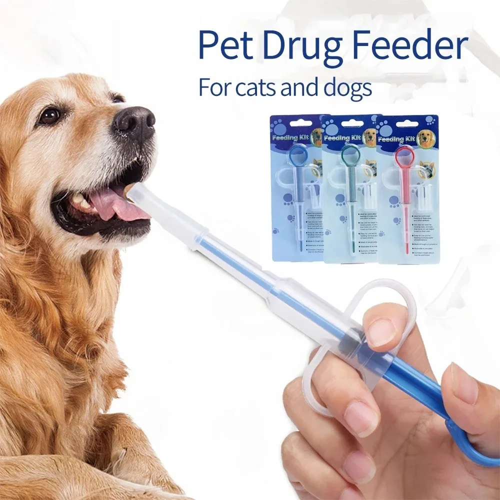 Pet Pills Applicator Cats Dogs Syringe Medicine Feeder Insect Repellent Supplies Can Clip Pills Cats and Dogs Pet Water Feeder