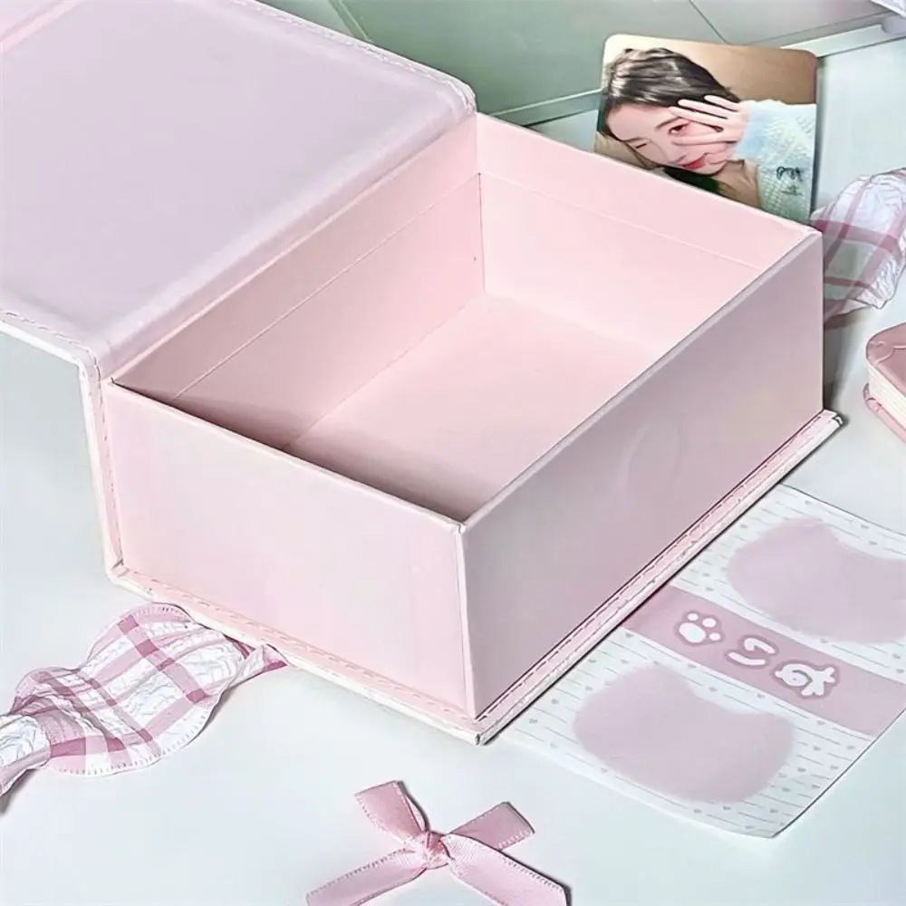 Creative PU Magnetic Storage Box Dustproof with Cover Card Storage Box Cute Pink Cat Snack Storage