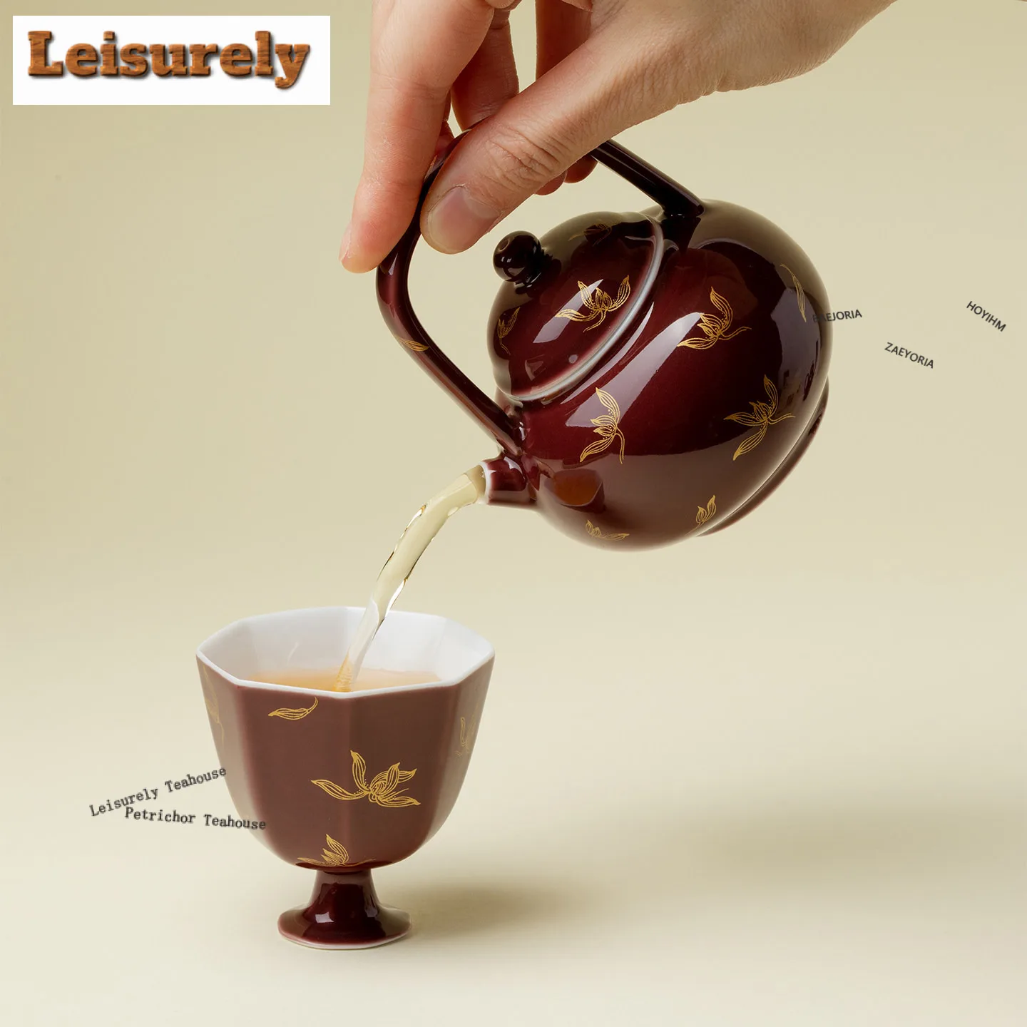 100ml Gold Stamp Magnolia Teapot Antique Tea Infuser Pot Tea Maker Kettle with Strainer Chinese Tea Set Accessories Collection