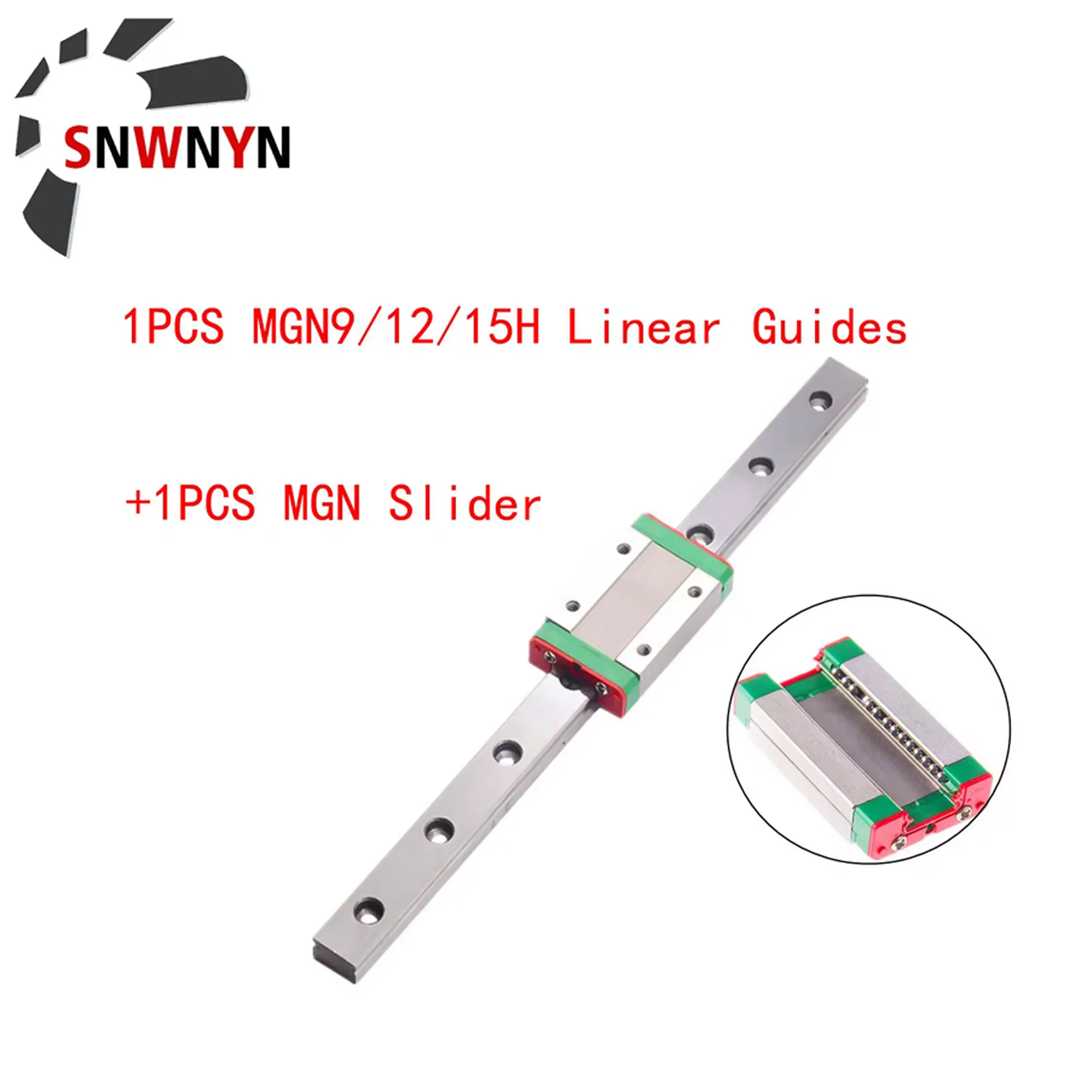 1PCS MGN MGN12 MGN15 MGN9 200 250 300 400 450 500 600mm Miniature Linear Guide Slider 1pc MGN12 Linear Guide + 1pc MGN12H Slider