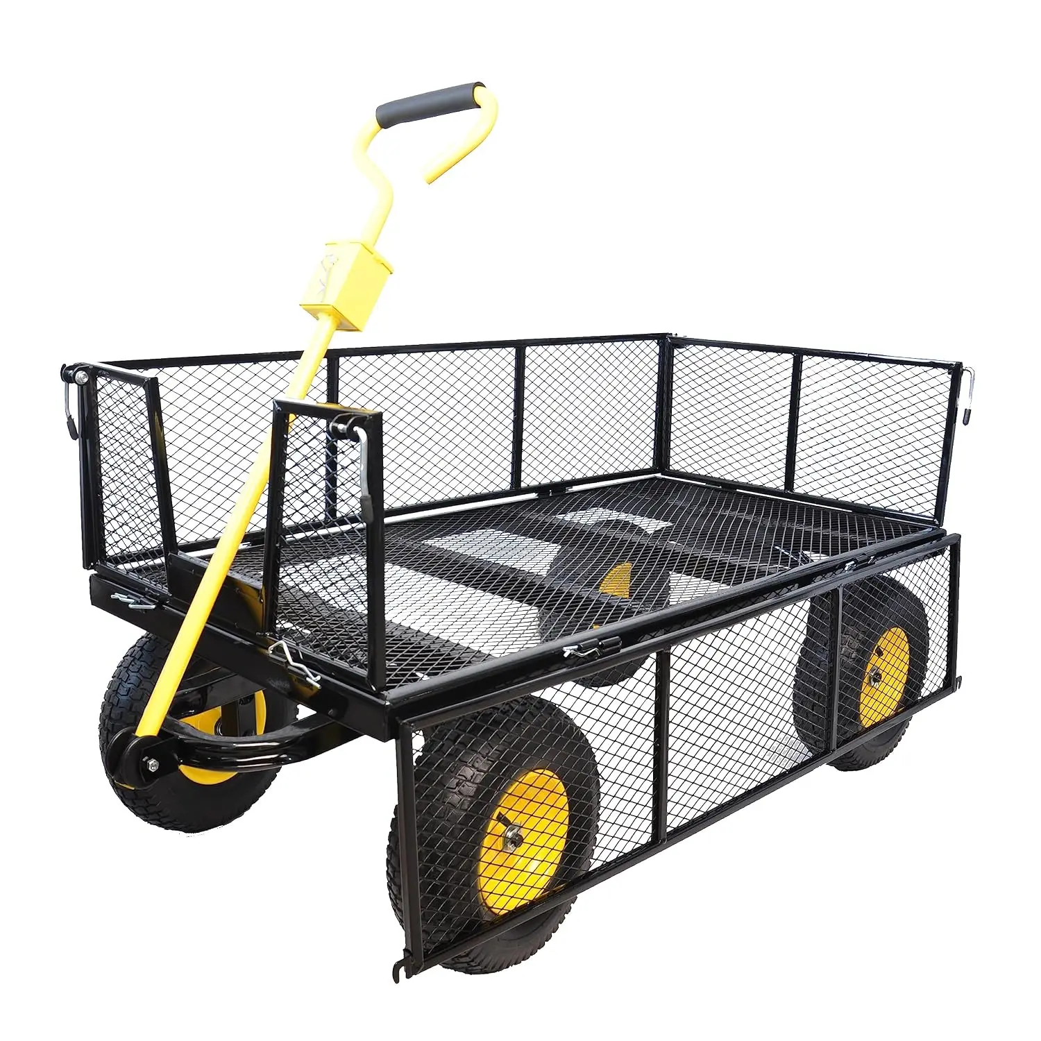 Mesh Garden Cart, Heavy Duty Metal Wagon, Outdoor Yard Work & Lawn Utility Cart with 4 Wheels (900 Lbs), Customized