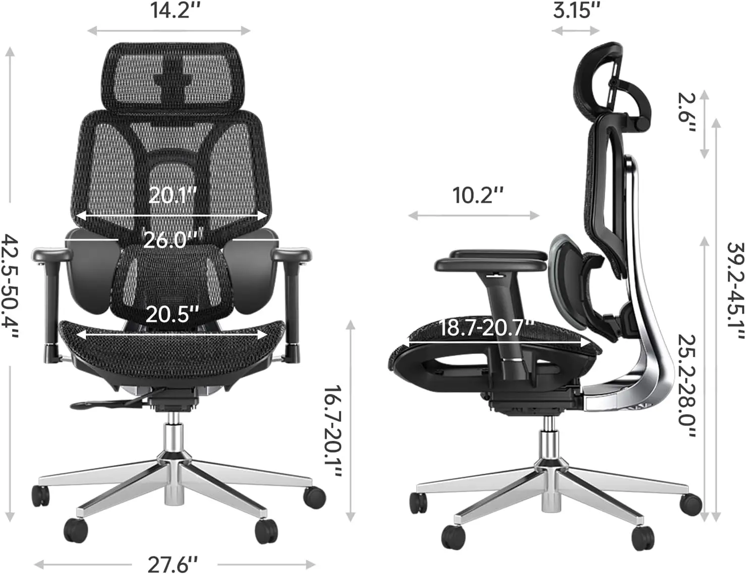 Hbada E3 Air Ergonomic Office Chair, Big And Tall Office Chair - With 3-Zone Dynamic Lumbar Support, 3D Adjustable Headrest, 3D