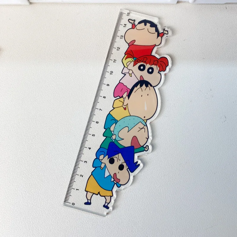 Anime Cartoon Ruler Crayon Shin-Chan 15Cm Student Measurement Ruler Kawaii Painting Ruler Children's Learning Stationery Gifts