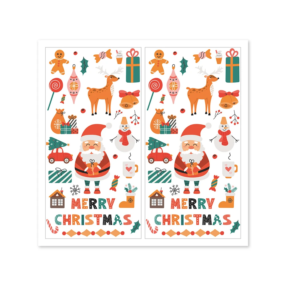 10-50Pcs New Merry Christmas Stickers 5x10cm Rectangle Red Christmas Gift Box Decor Seal Sticker Cute Santa Stickers Stationery