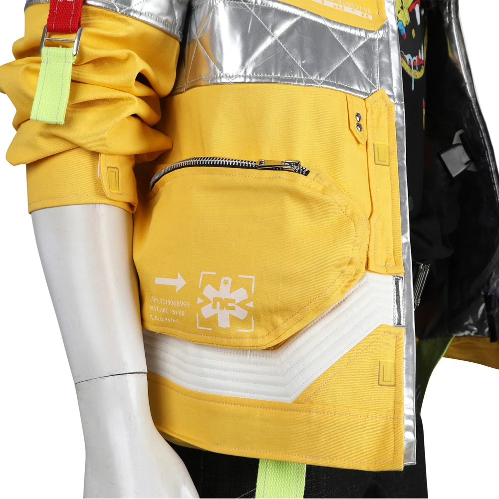 Game David Martinez Cosplay Costumes Yellow Luminous Coat Anime CYBERPUNK EDGERUNNERS Role Play Halloween Party Jackets For Man