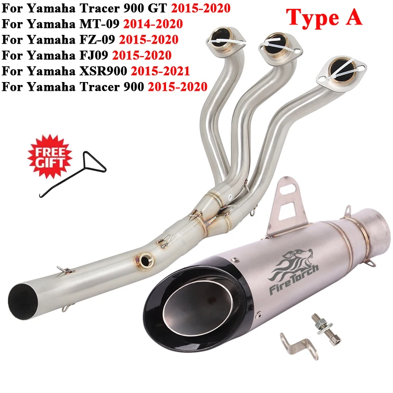 Motorcycle Exhaust Escape Systems Slip On For Yamaha MT09 Tracer 9 GT 900 XSR900 FZ09 2014 - 2020 Front Link Pipe 51mm Muffler