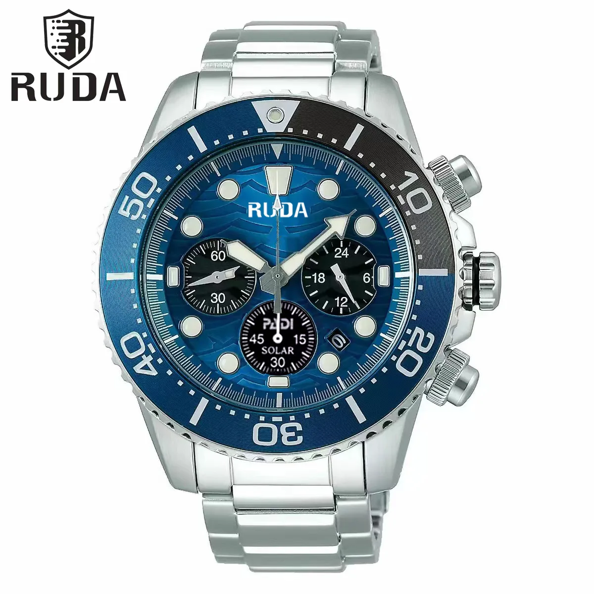 RUDA2025 ساعة رياضية رجالية جديدة متعددة الوظائف ستة دبوس توقيت مضيئة مقاوم للماء ساعة كوارتز ساعة رجال الأعمال