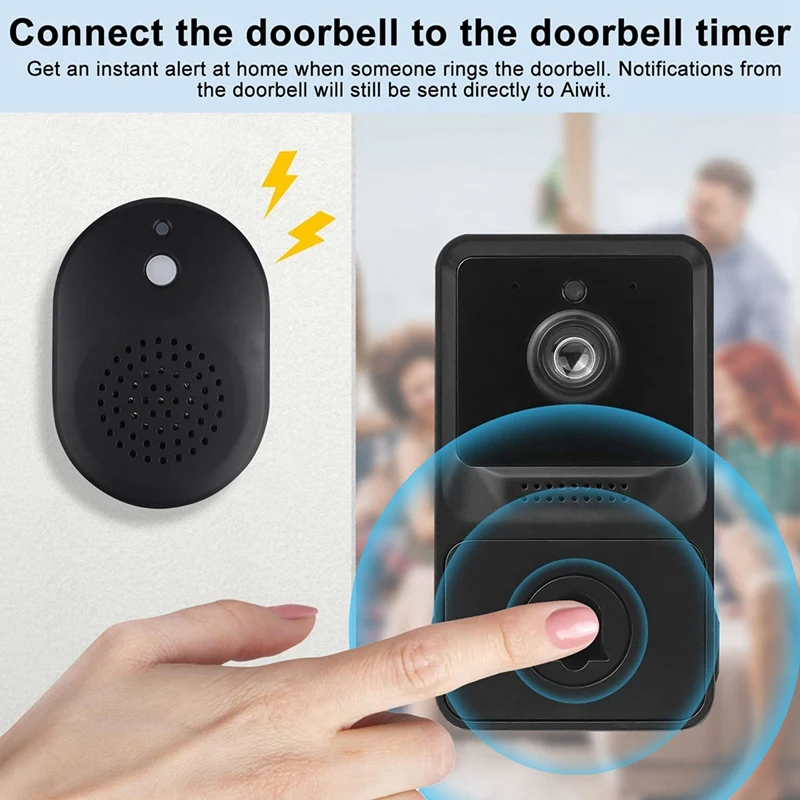 Campainha de câmera de campainha de segurança inteligente com armazenamento em nuvem, monitoramento de áudio bidirecional em tempo real