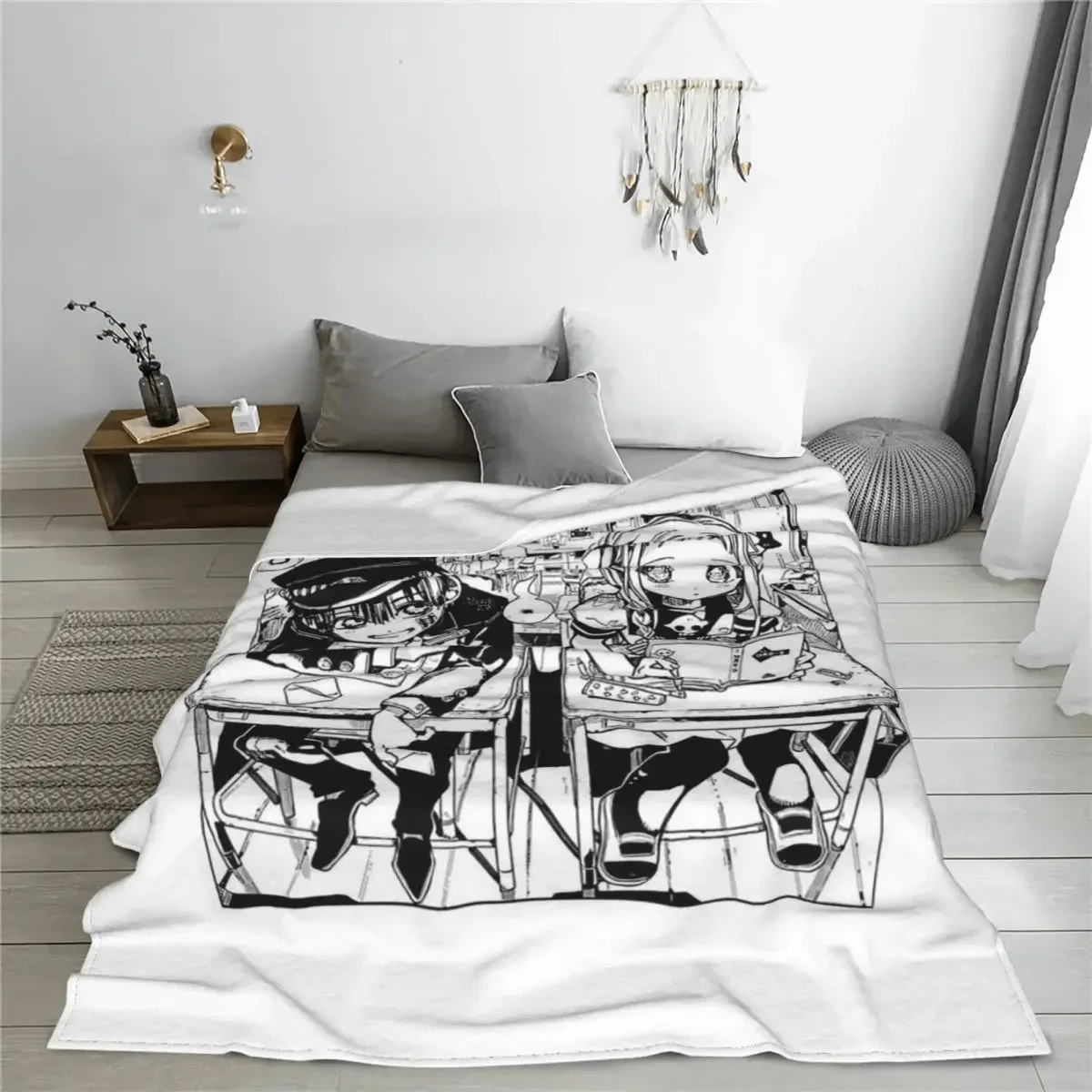 Jibaku Shounen Hanako Kun Flannel Throw Blanket Yashiro Nene Anime Blankets for Bed Travel Super Warm Bedding Throws