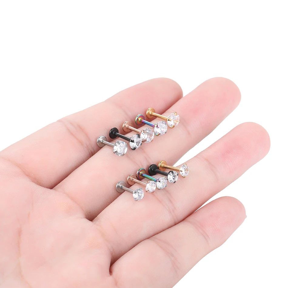 1Pc Stainless Steel Ear Tragus Helix Piercing Monore Ring Labret Stud Lip Ring Cartilage Ear Piercing Body Jewelry for Women Men