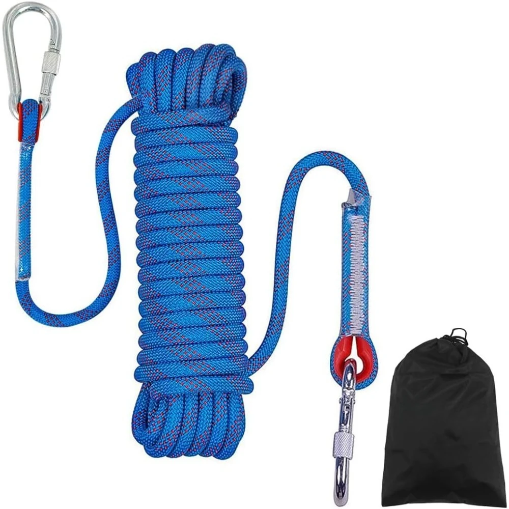 حبل التسلق، 10 مم، حبل سلك ملحق عالي القوة مع خطافين فولاذيين، لحواف الإنقاذ في الهواء الطلق