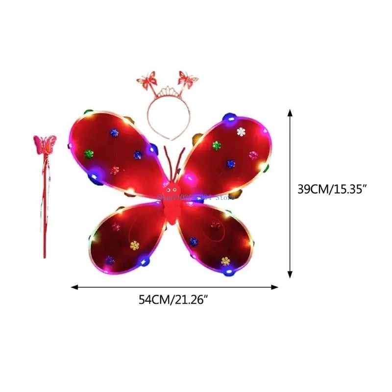 N7YF スパークリングエンジェルウィングドレスアップライトアップドレスアップコスプレ衣装女の子子供用