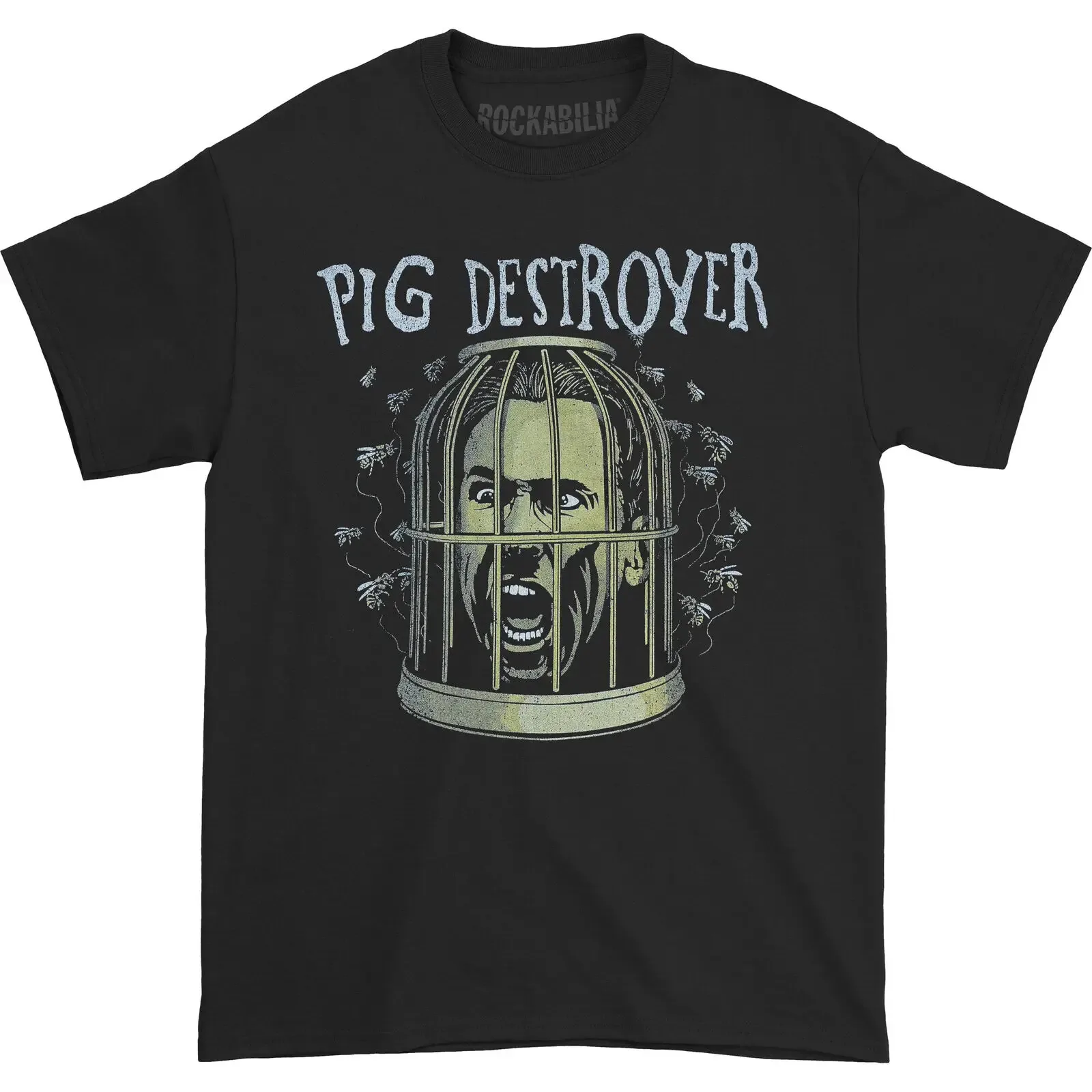 Men'S Pig Destroyer Cage Head T Shirt Xxx Large Black