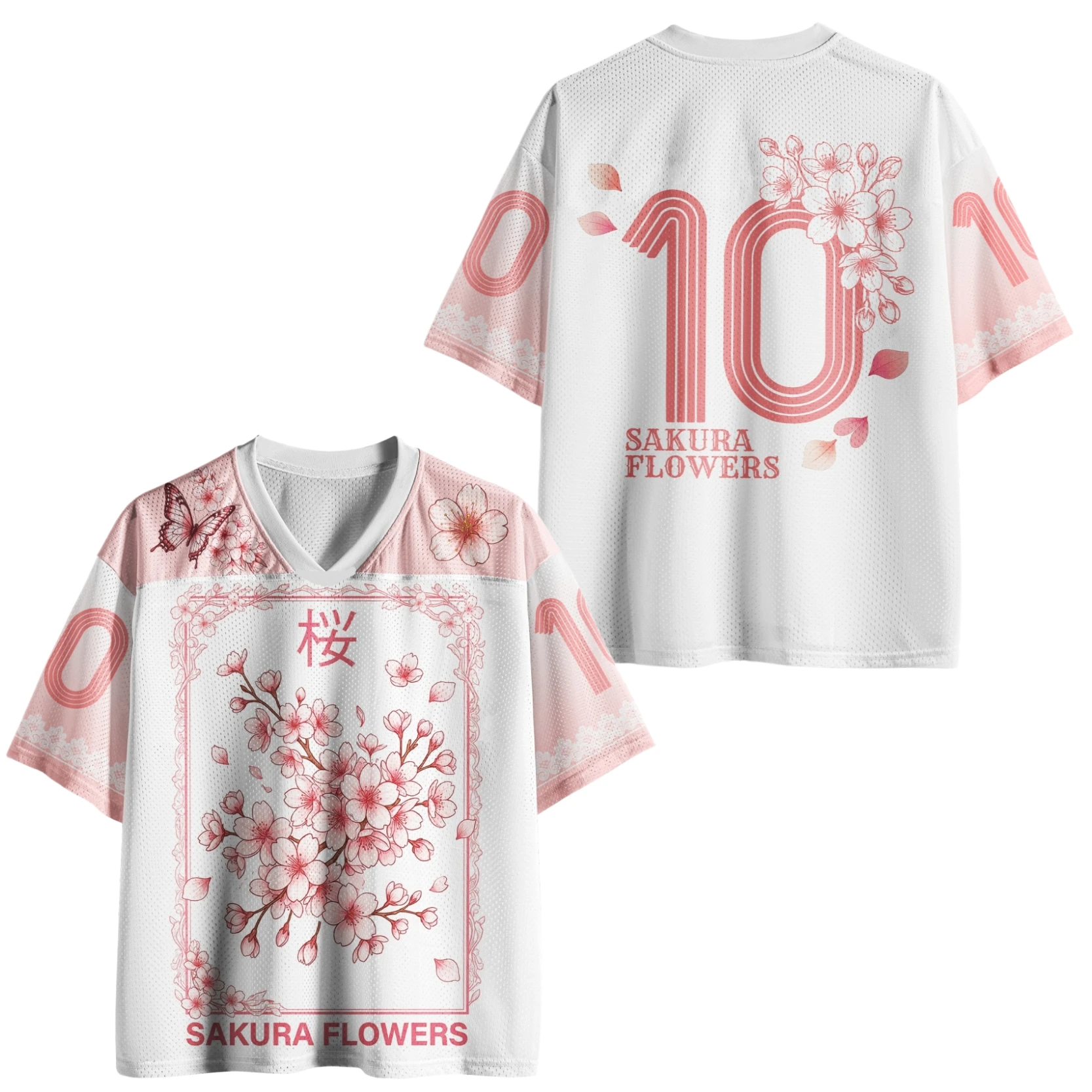 2026 Sommer Japanische Sakura Harajuku Wind V-Ausschnitt Shirt Erwachsene/Kinder Mode Lässiges Y2K Top Atmungsaktives Schnelltrocknendes T-Shirt – Detail 4